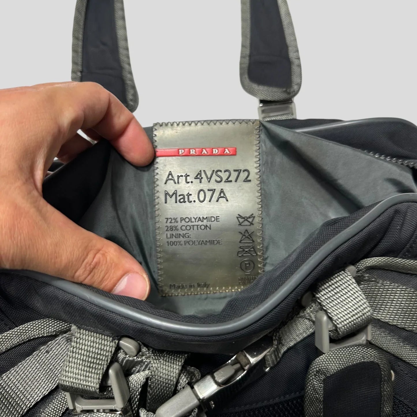 Prada Sport 00’s Lightning Strap Bondage Metal Buckle Mesh + Nylon Bag