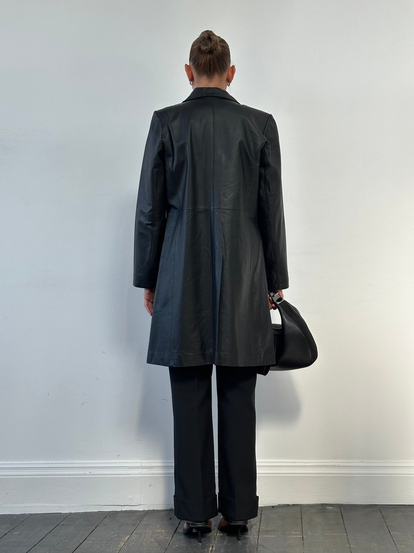 Vintage Leather Trench Coat - M