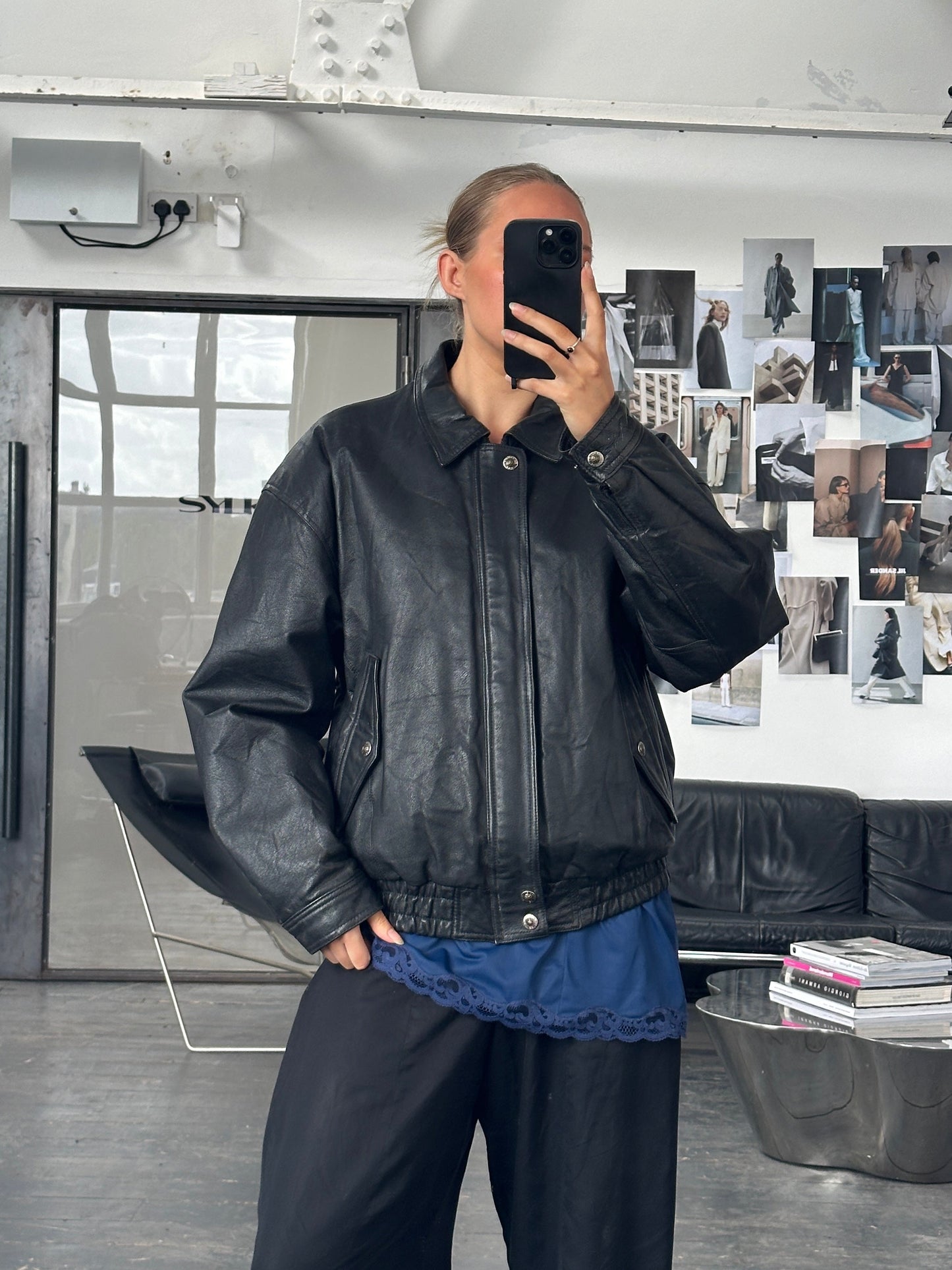 Vintage 1990s Leather Blouson Bomber Jacket - L