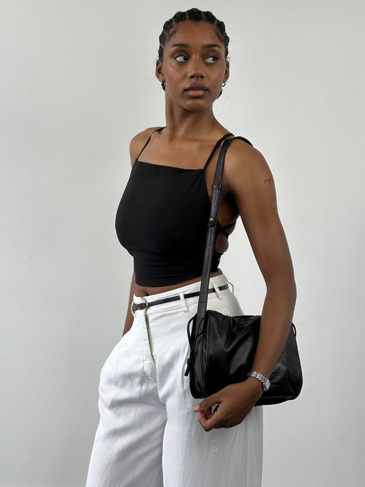 Vintage 2000s Viscose Back Strap Cropped Top - S/M