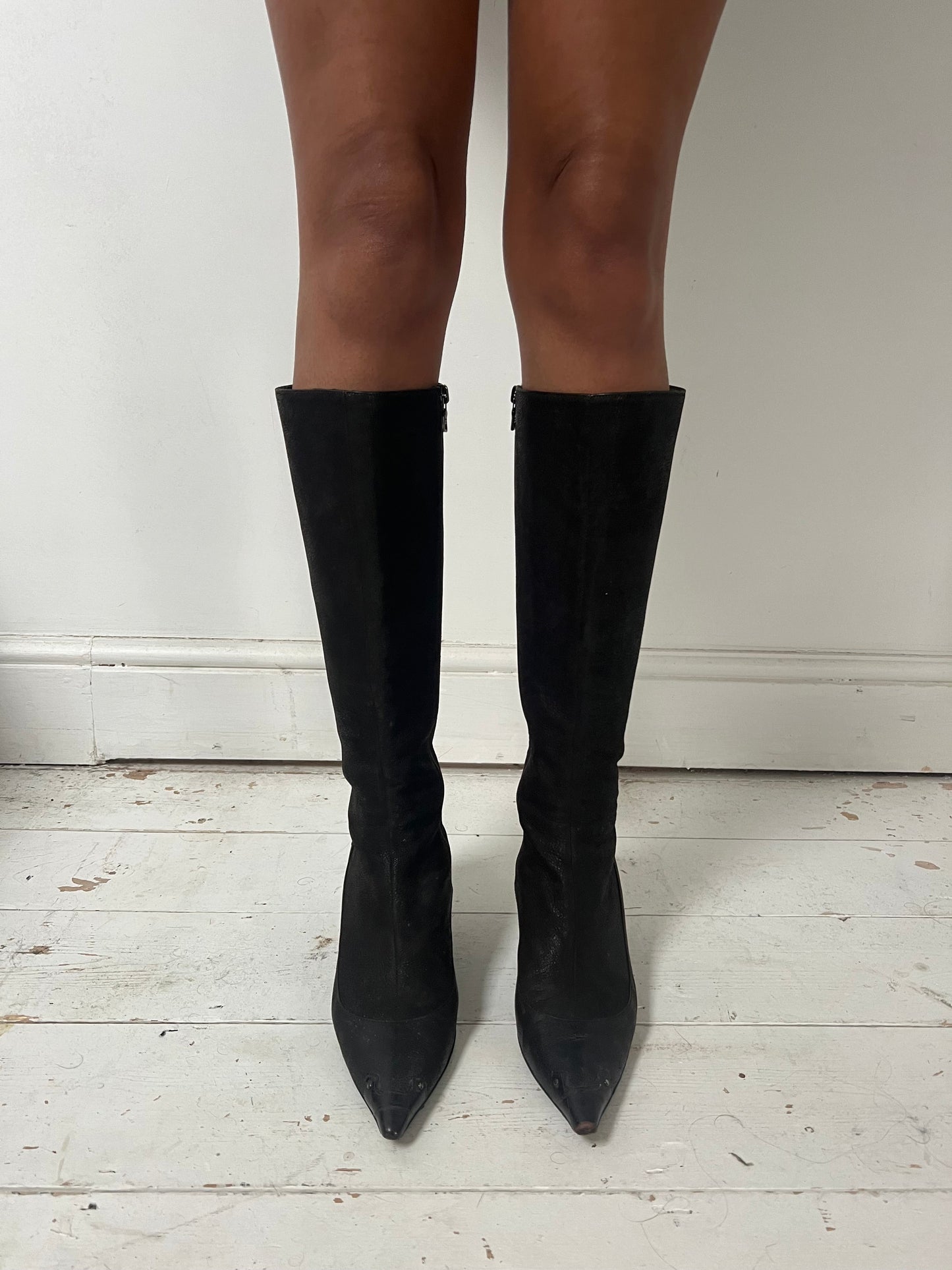 PRADA KITTEN HEEL BOOTS (EU 37) | DEFAULT TITLE, Black