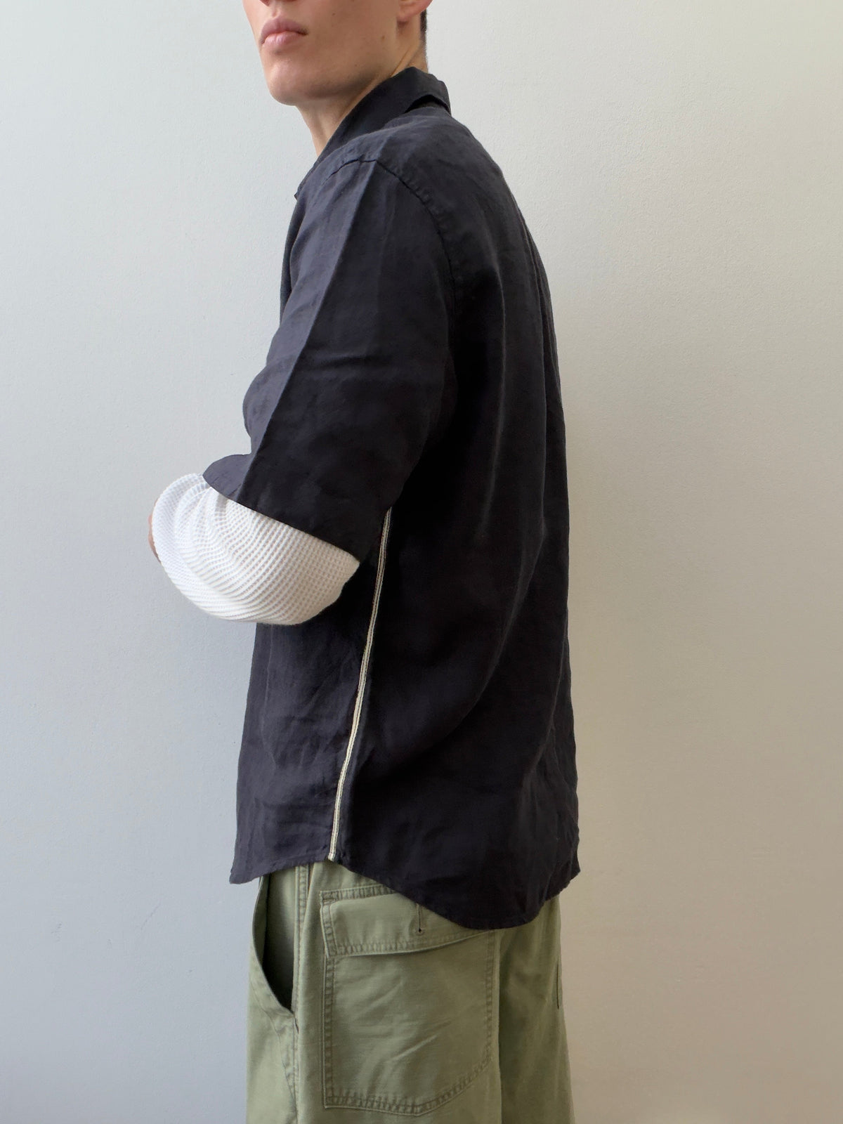 Stone Island SS06 Linen Short Sleeve Shirt | Large, Navy