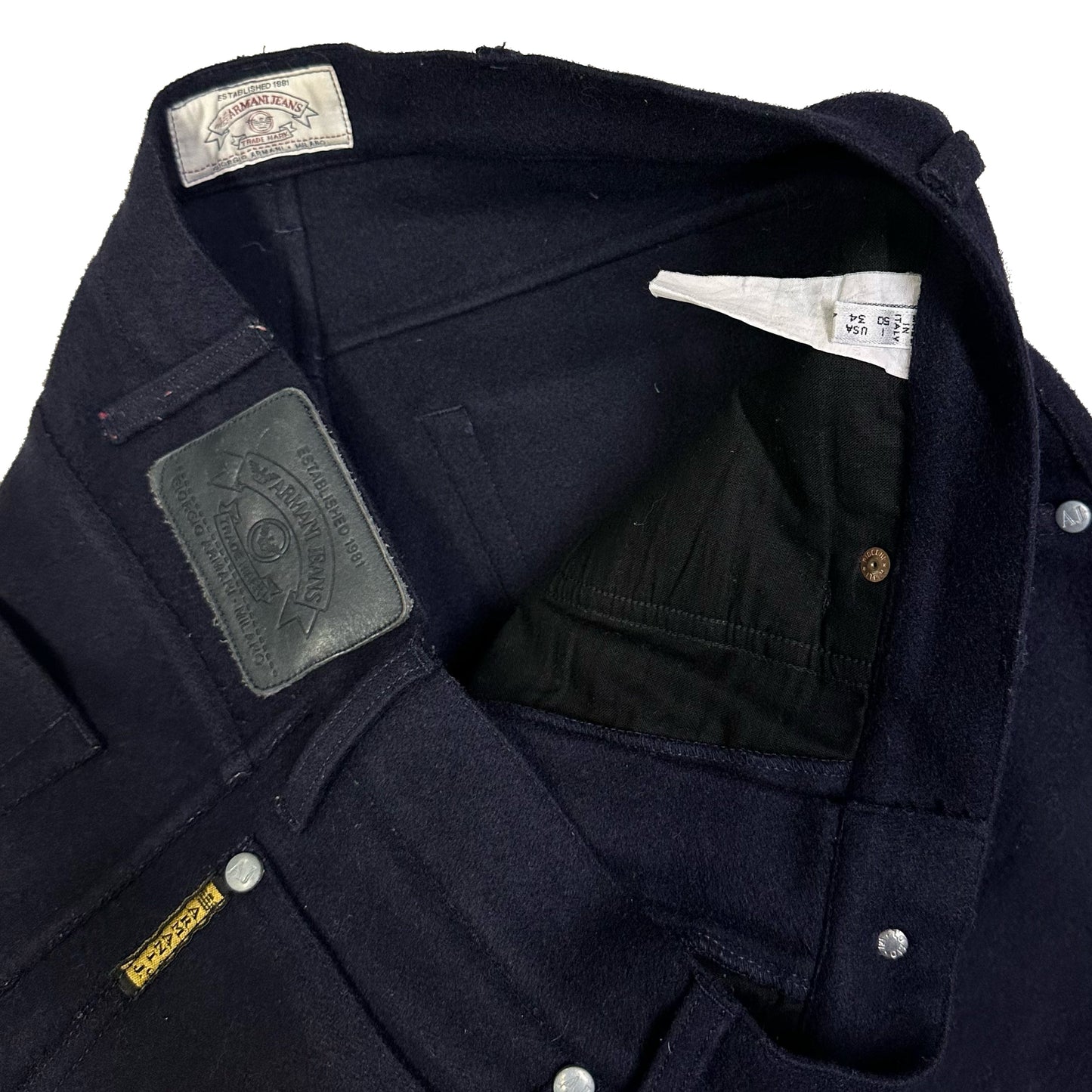 Armani Wool Trousers In Navy ( W34 )