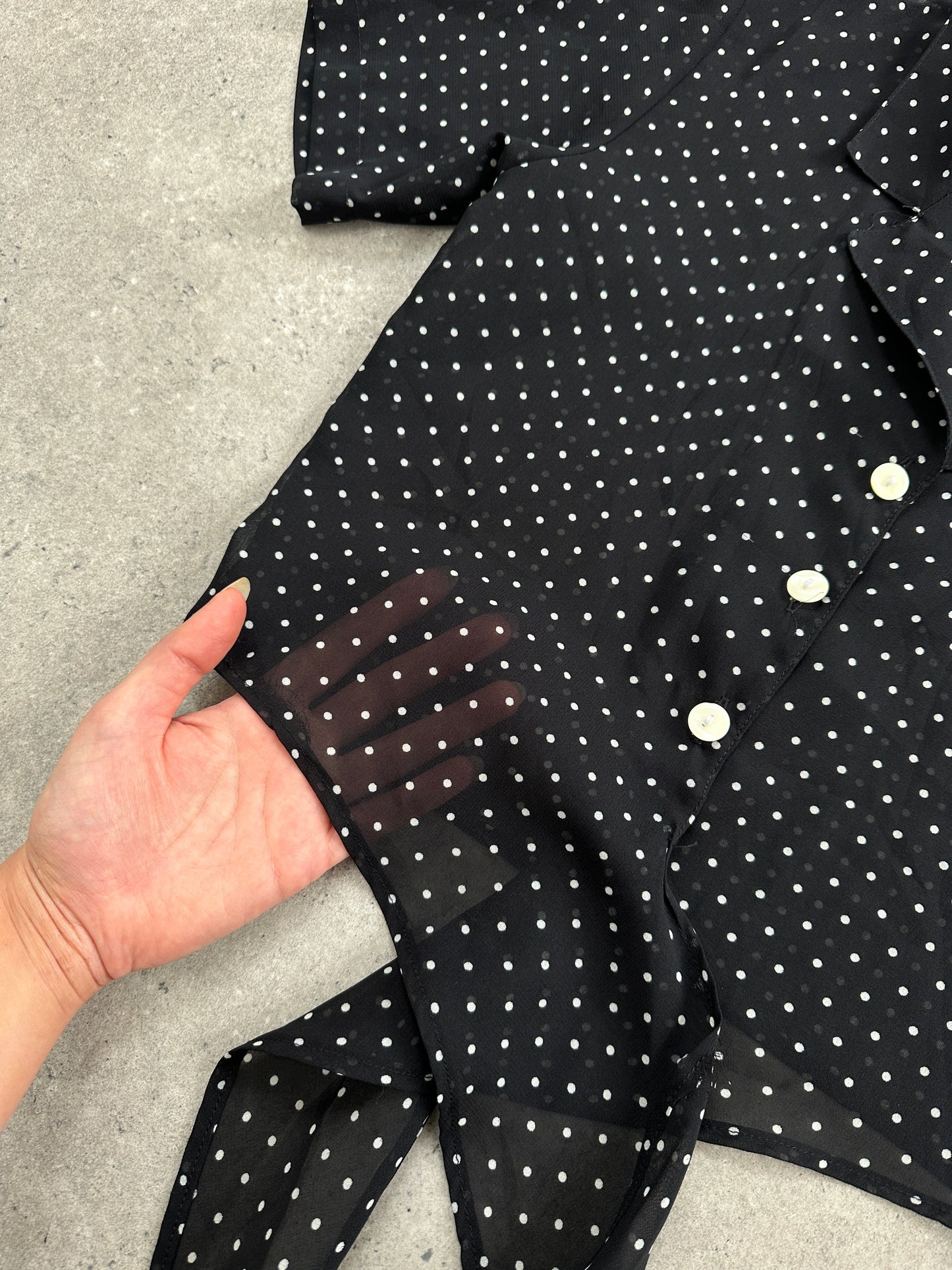 Italian Vintage 2000s Polkadot Sheer Tie Top - S