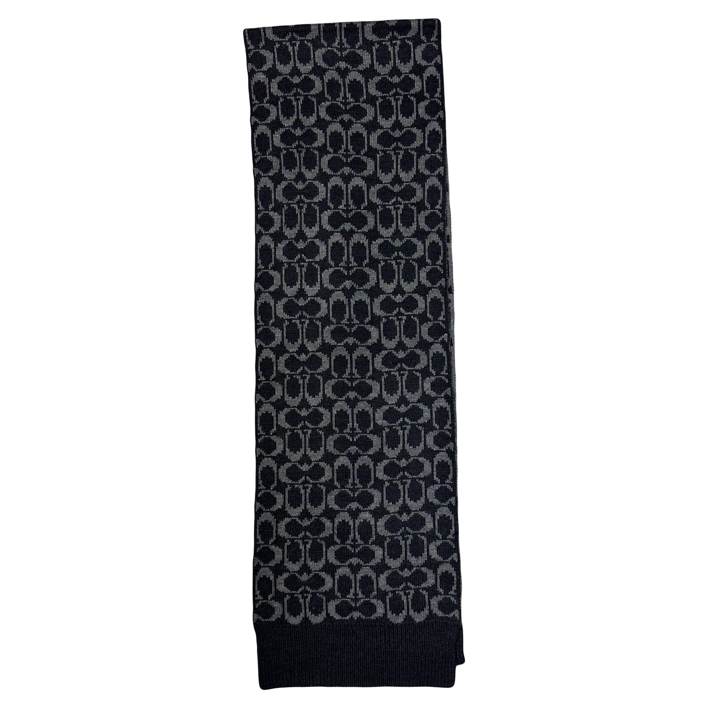 Coach Monogram Scarf In Grey & Black