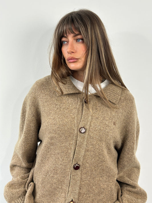 Burberry London 1990s Wool Knitted Logo Cardigan - XL