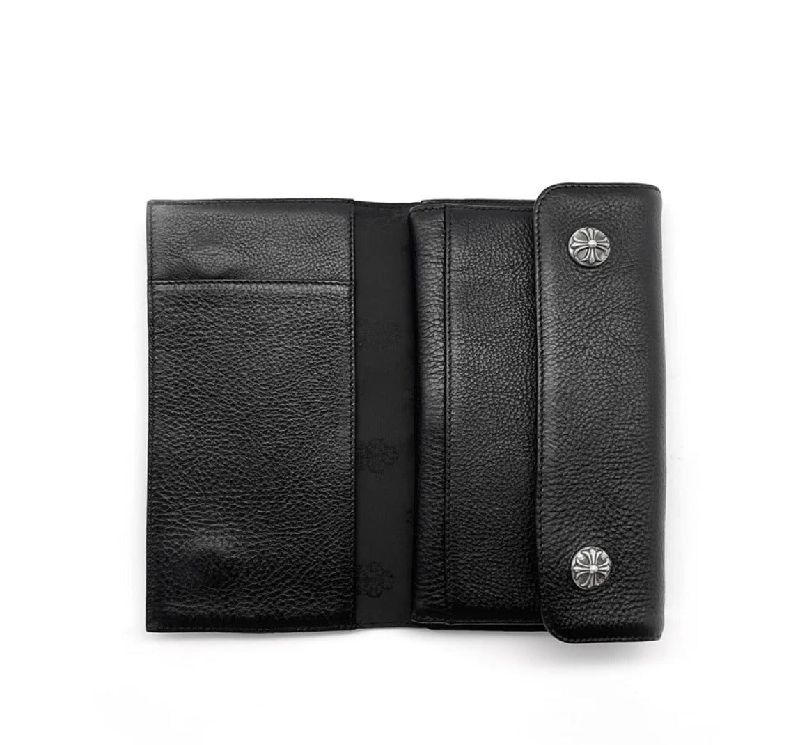 Chrome Hearts Wave Cross Ball Heavy Leather Long Wallet | O/S, Black