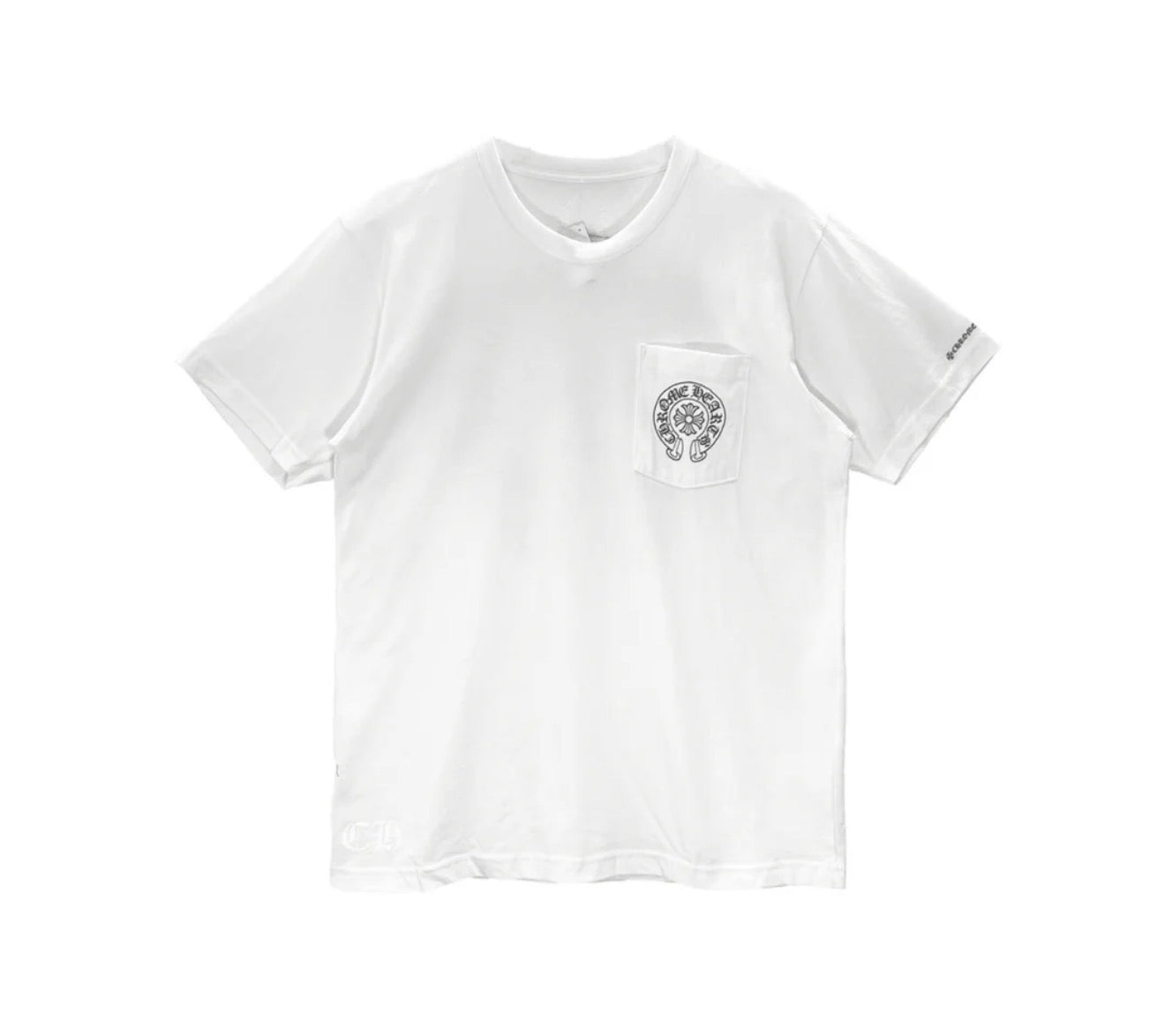 Chrome Hearts White Horseshoe Pocket Short Sleeve Tee | Large, White