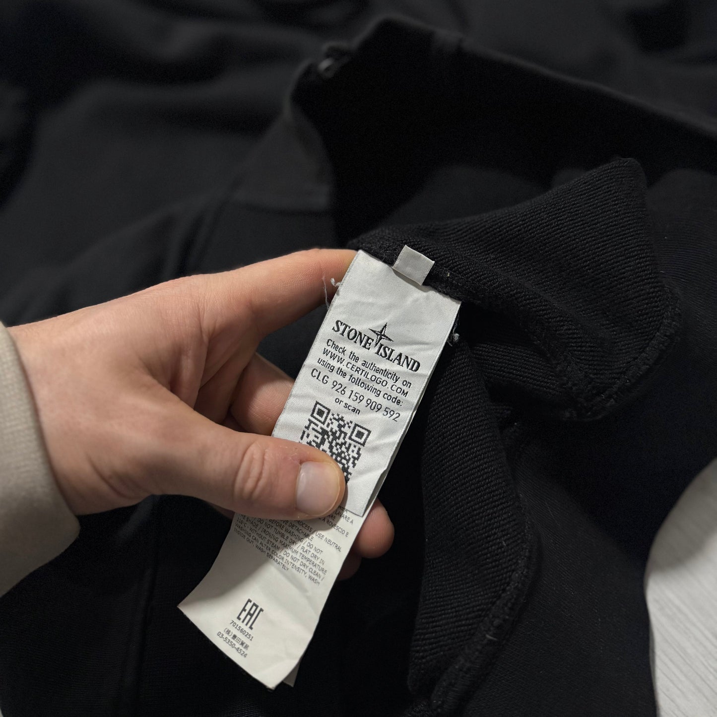 Stone Island Black Full Zip Hoodie | Large, Black