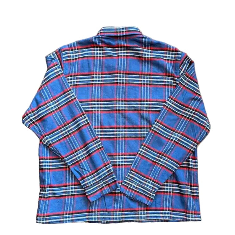 Chrome Hearts Work Dog Padded Flannel Shirt Blue Red | Small, Blue
