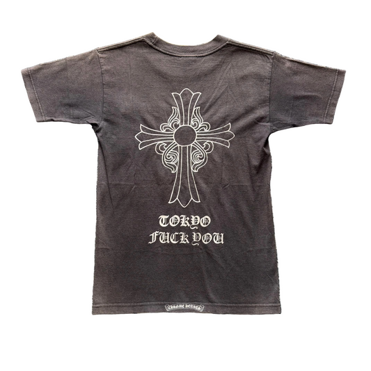 Chrome Hearts Vintage Sunfade Cross Logo Tokyo Exclusive Tee | Small, Sunfaded Black