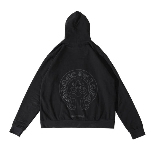 Chrome Hearts Cannes Exclusive Fleur De Lis Horseshoe Black Pullover Hoodie | Medium, Black