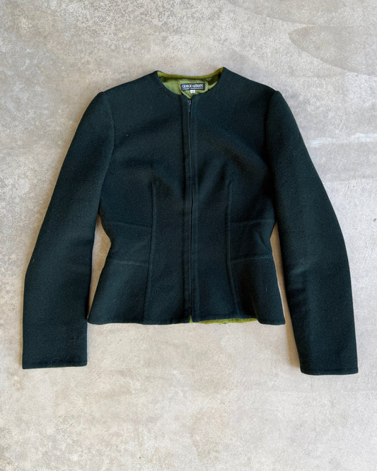 Giorgio Armani Forest Green Wool Jacket – XS/S-on a concrete background