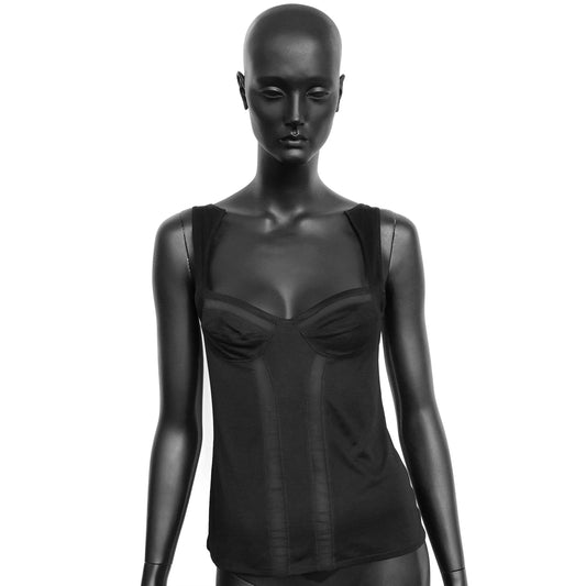 Gucci SS 2005 silk camisole with sheer panels and open back. Size S / UK 8-10. Available at Artefact Archive.