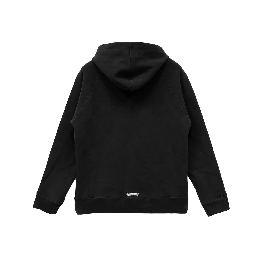Chrome Hearts Black Triple Cross Logo Zip Up Hoodie | Large, Black
