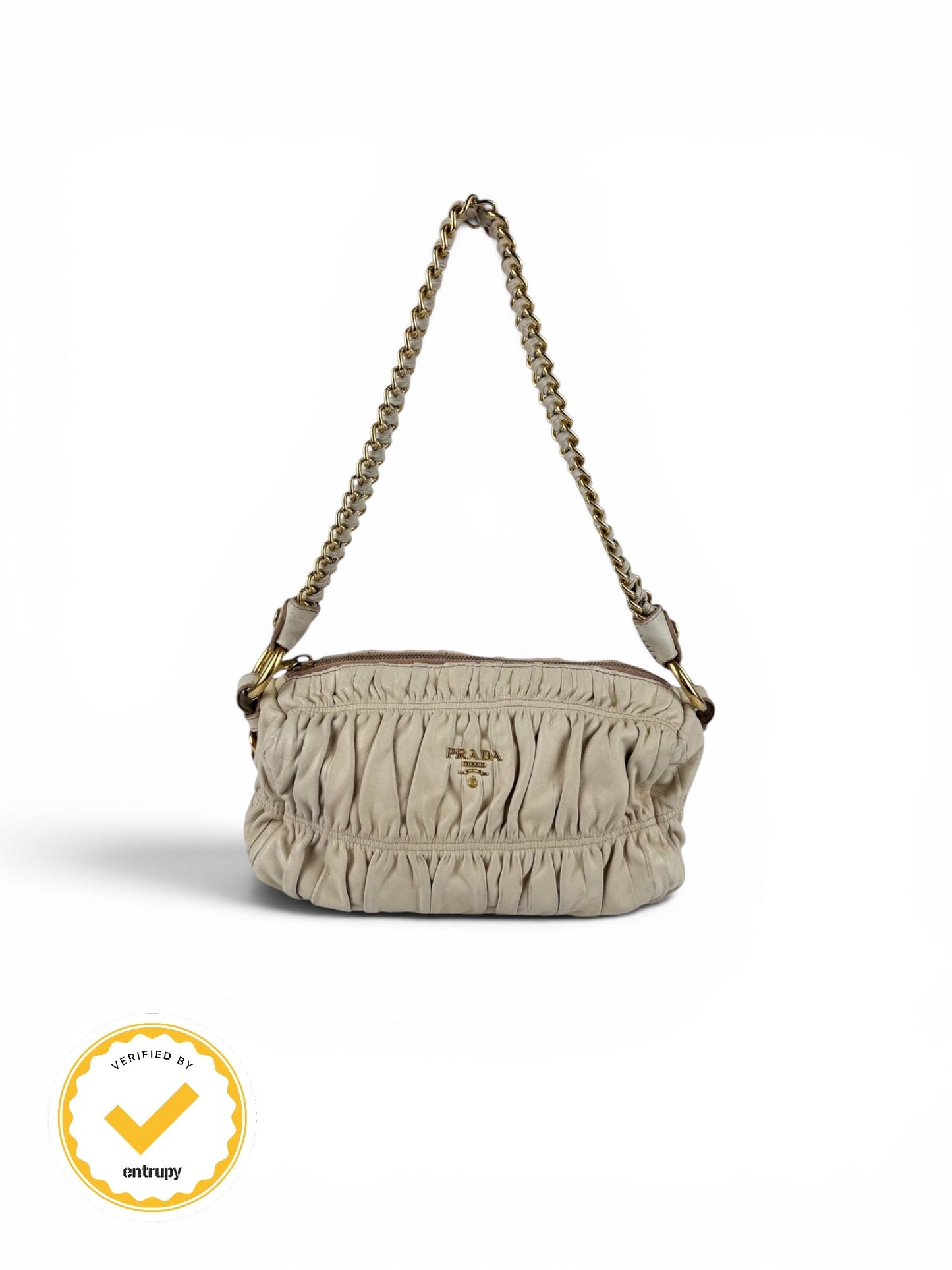 2010 Prada Nappa Gaufre Chain Shoulder Bag | O/S, Beige