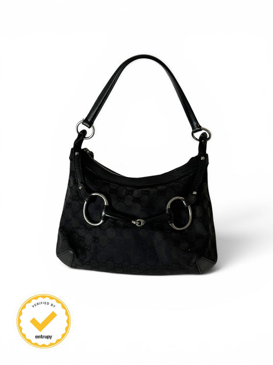 1990s Gucci Black Monogram Horsebit 1955 Shoulder Bag | O/S, Multicoloured