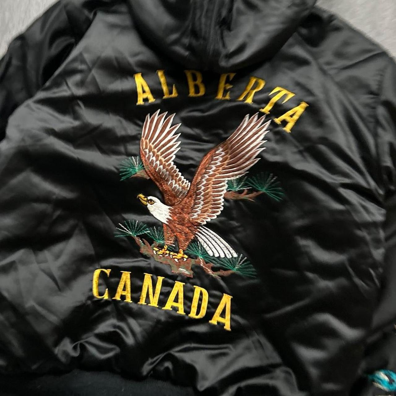 Vintage Bomber 'Alberta Canada' Jacket | Black, Black