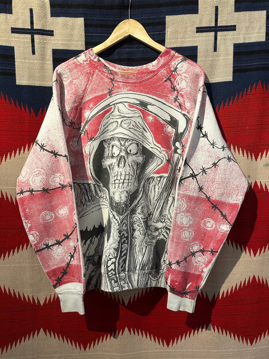 1990s Morbid Rags Grim Reaper Sweat - M | Default Title, Red
