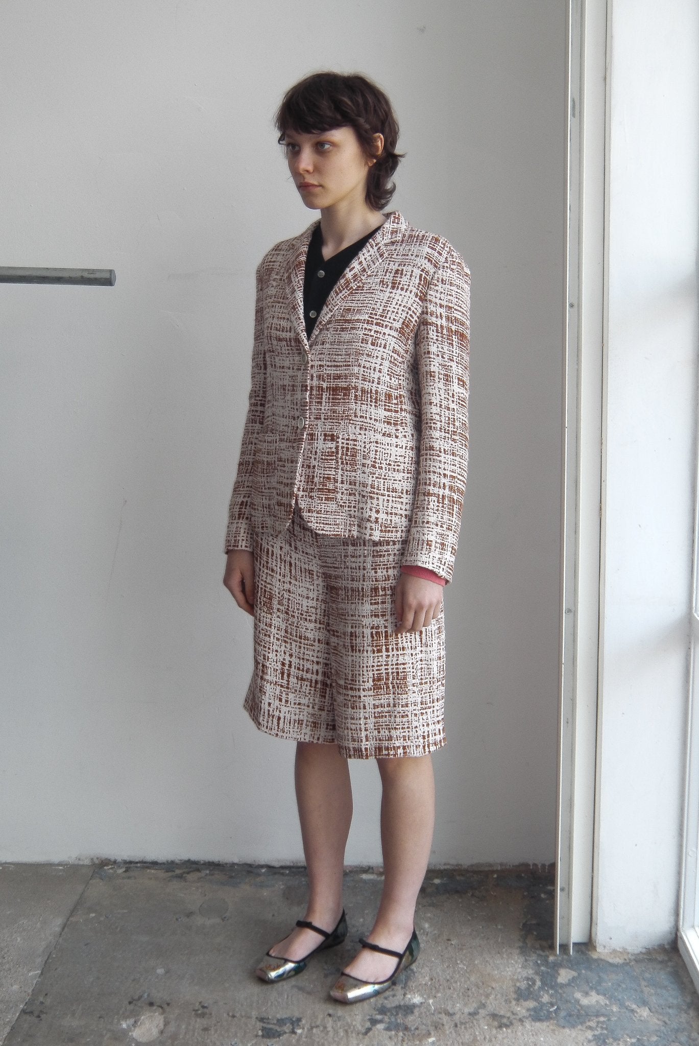 Prada print shorts and blazer suit