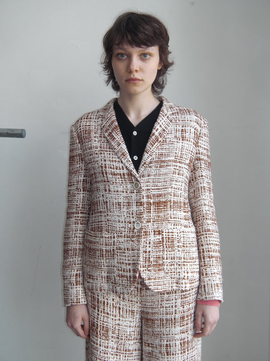 Prada print shorts and blazer suit