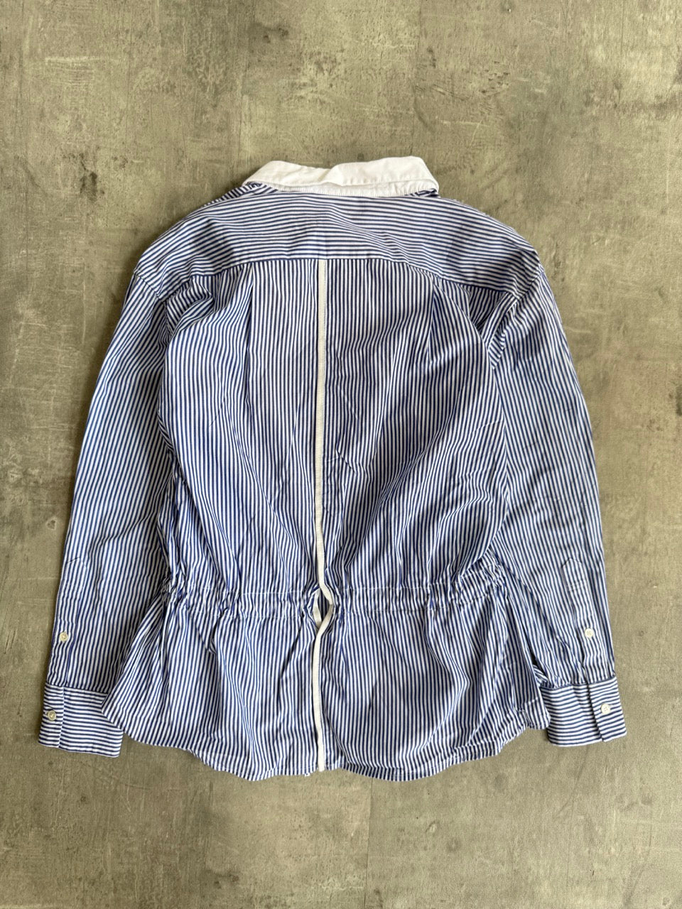 Sacai Drawstring Hickory Stripe Cotton Shirt