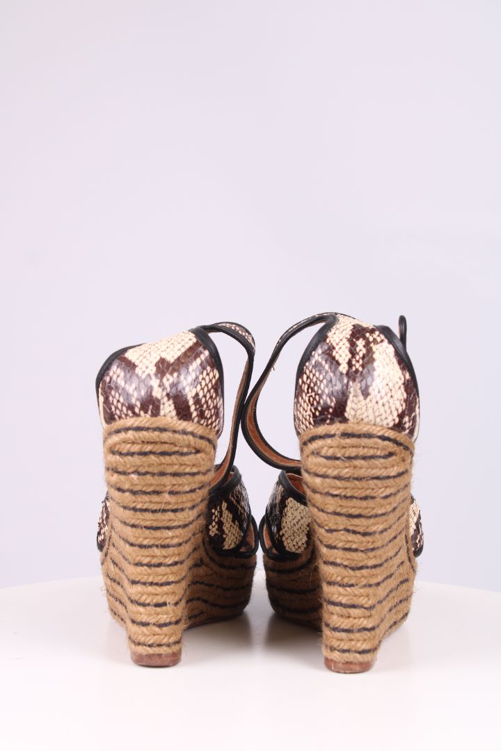 Lanvin Python Leather Espadrile wedges brown/cream 39 | UK 6, Brown