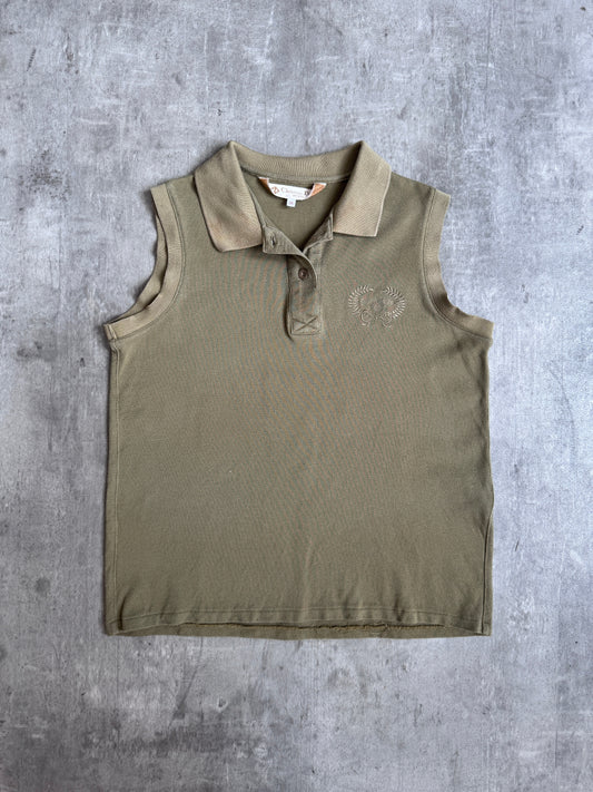 1980s Christian Dior Olive Sleeveless Polo Shirt