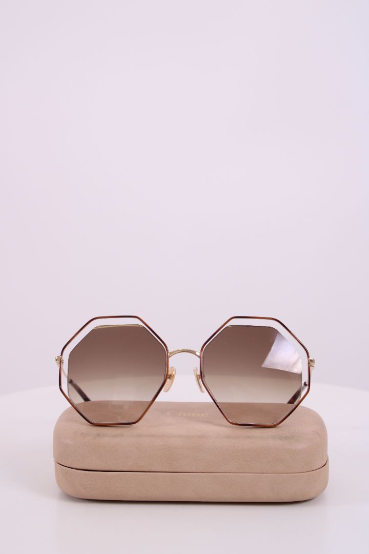 Chloe Poppy Hexagonal Sunglasses Gold | O/S, Gold