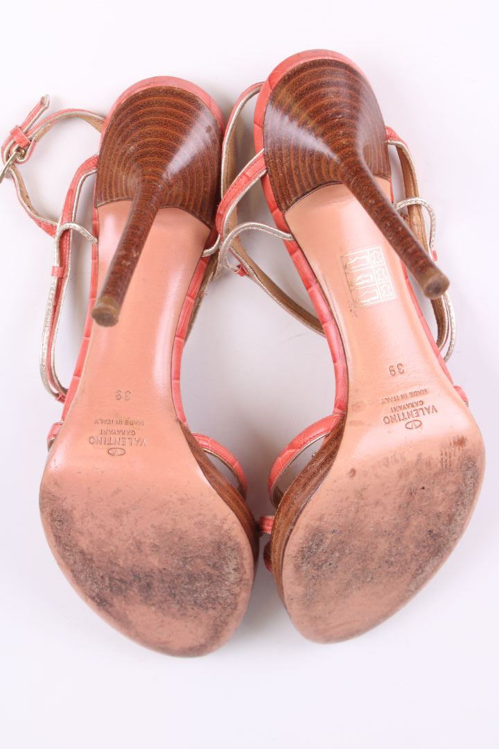 Valentino Coral embellished strap heel Coral 39 | UK 6, Gold