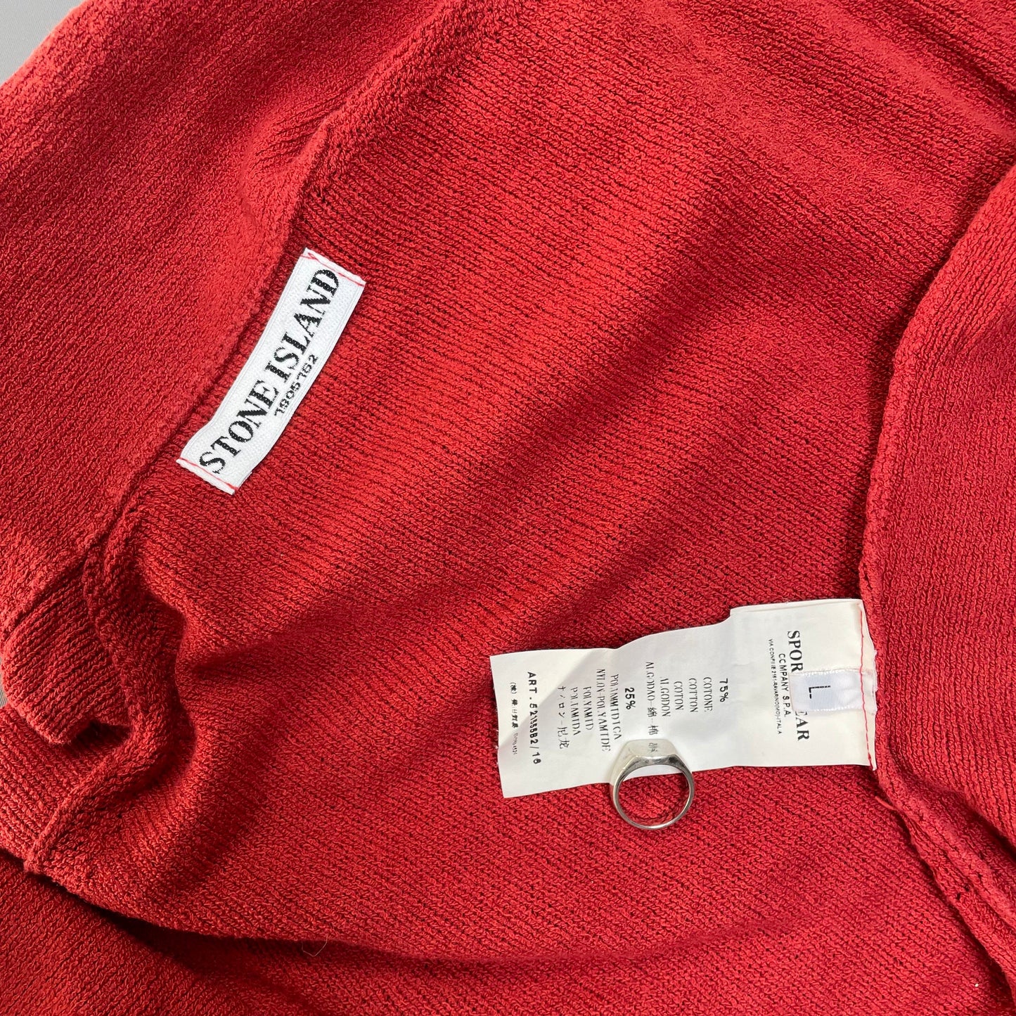 Stone Island Red Lightweight Knit 1/4 Zip Jumper SS10 | Large, Black