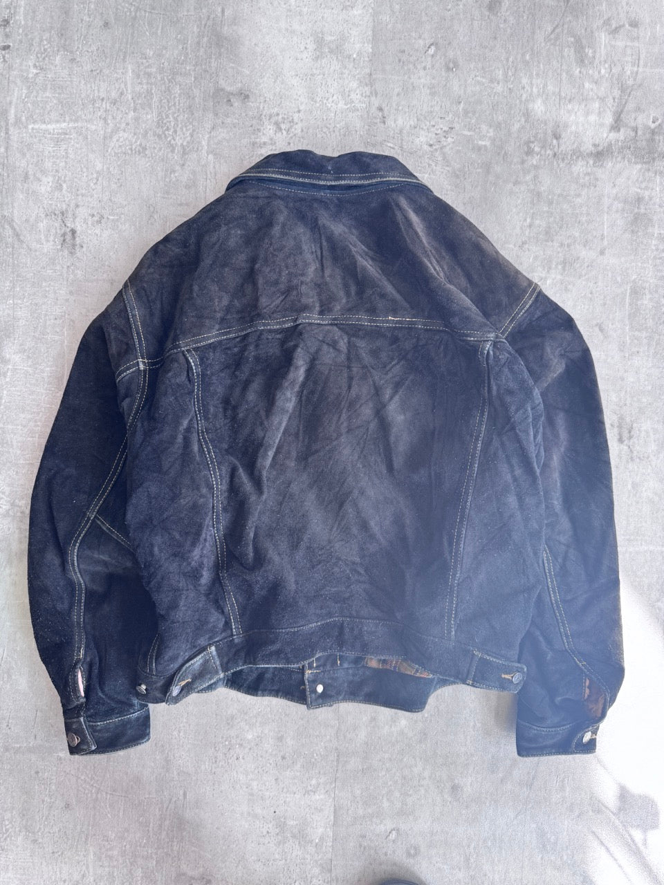 Diesel Wool Lined Black Suede Trucker Jacket
