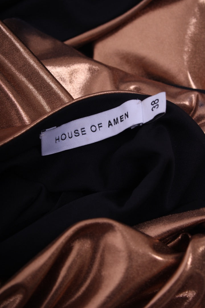 House of Amen Gold Laminated Jersey Dress Gold 10 | Default Title, Gold