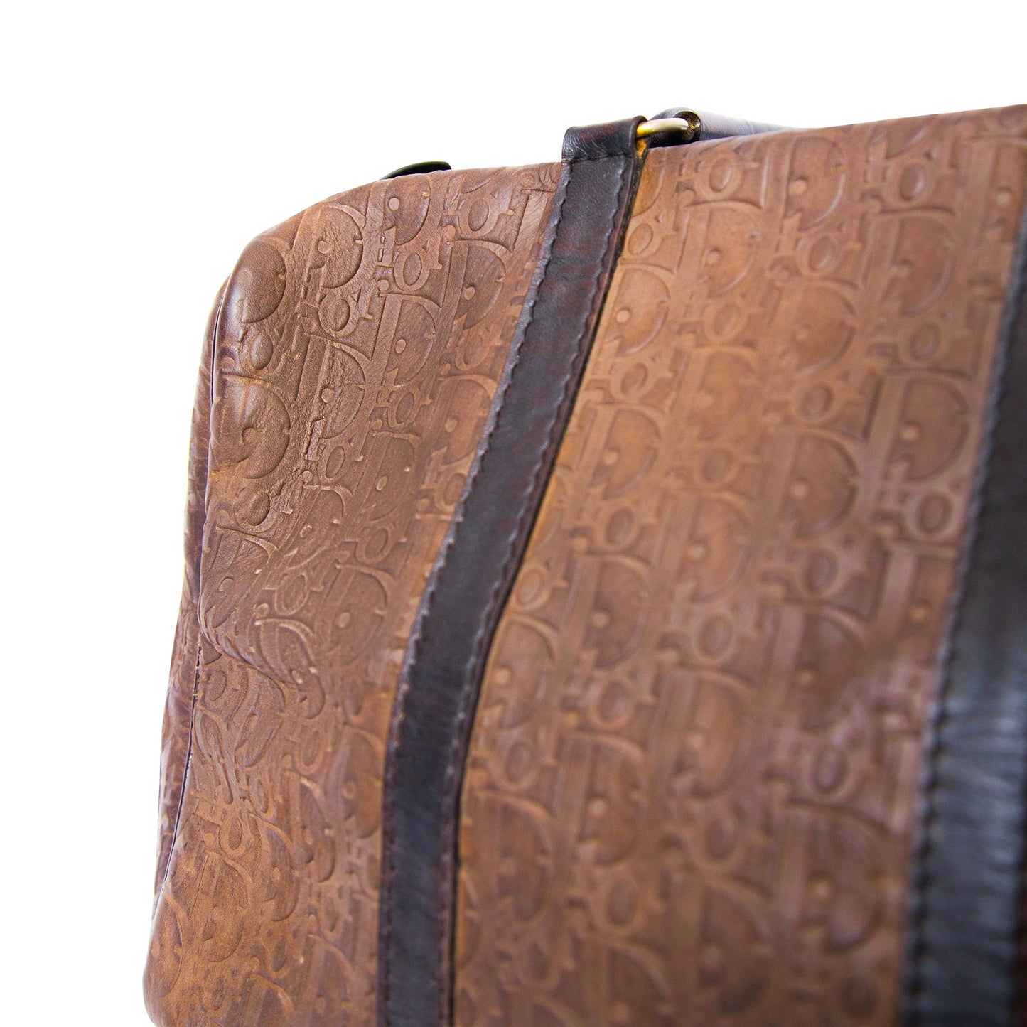 1980s Christian Dior Leather Embrossed Boston Bag