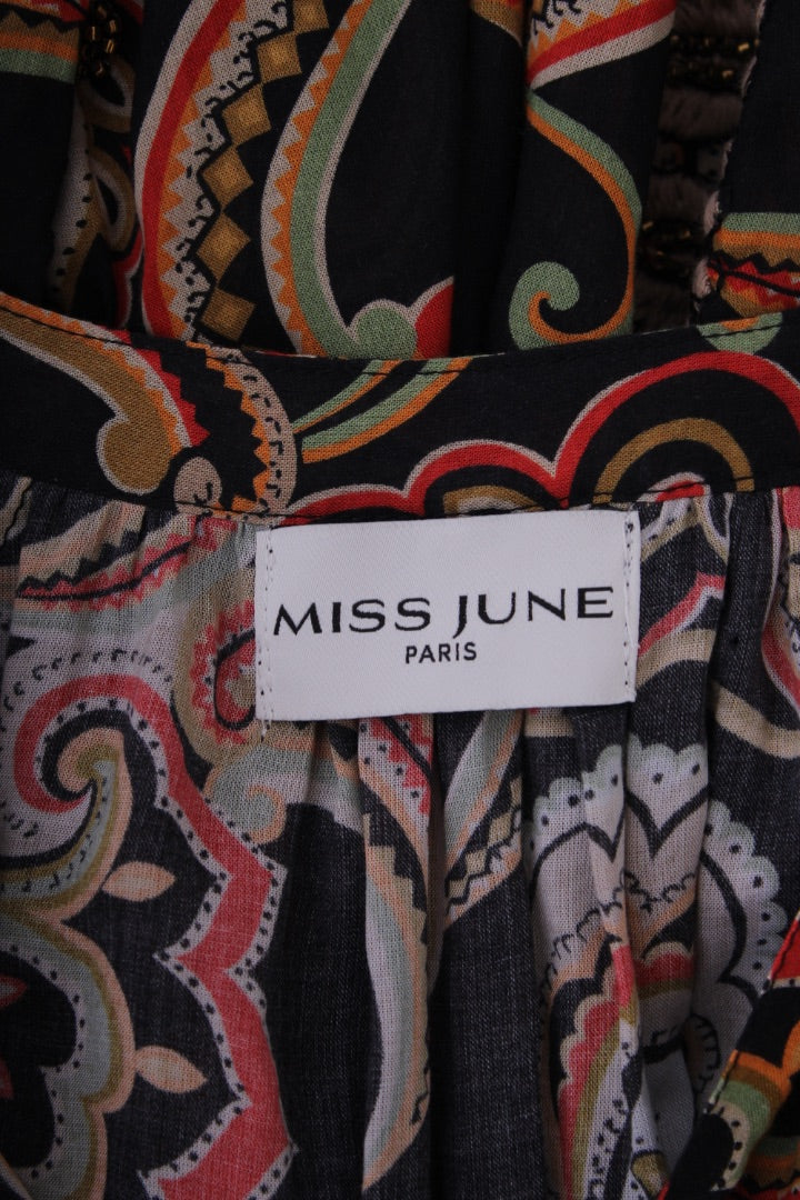 Miss June Dress long sleeved Black patterned One Size | Default Title, Black