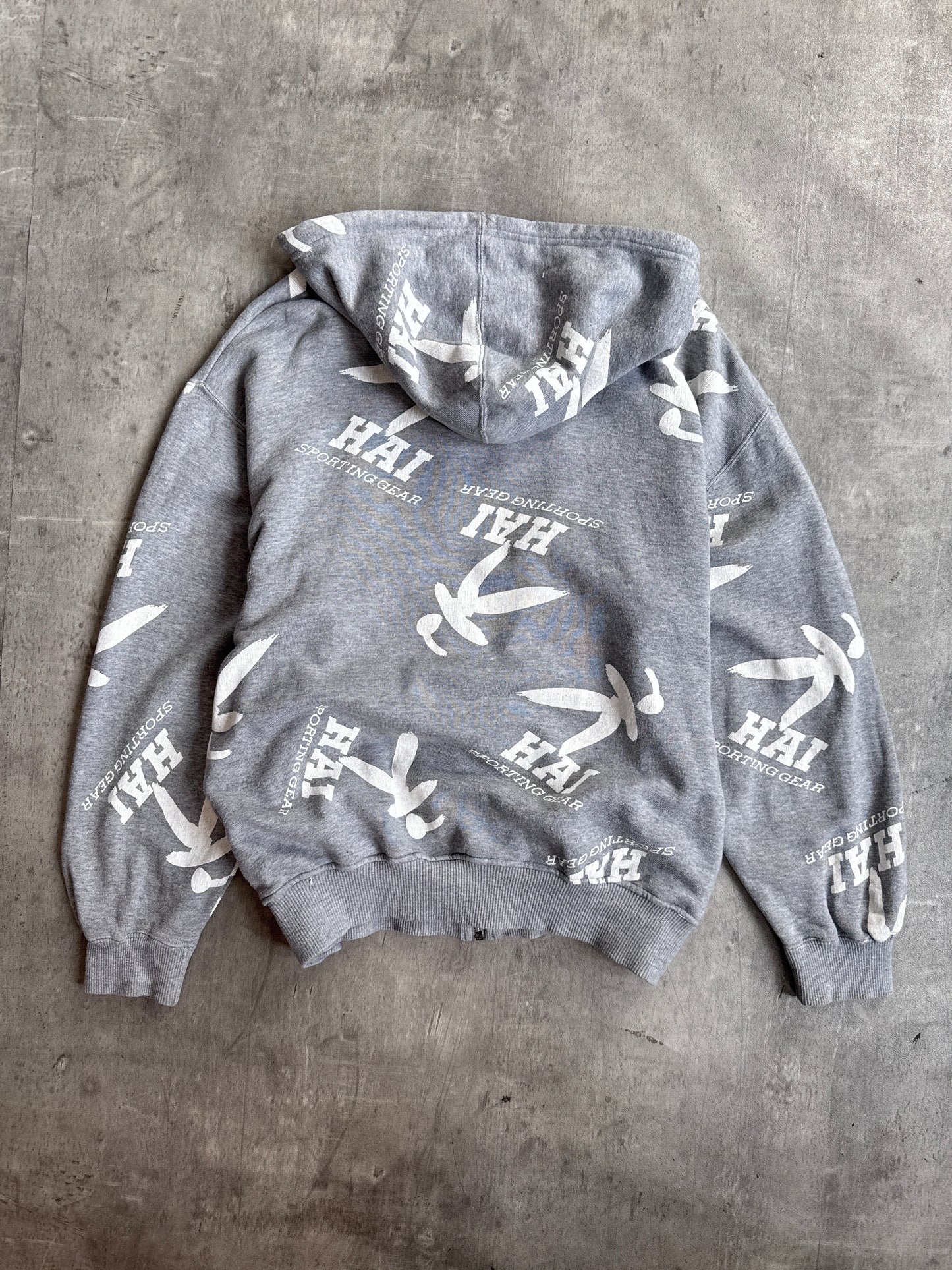 Issey Miyake Hai Sporting Gear Grey AOP Graphic Zip Up Hoodie