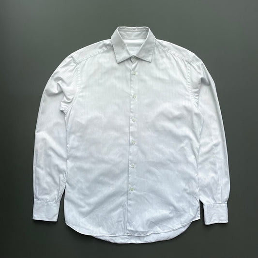 Prada Blue & White 00s Stripe Cinchback Shirt | Large, Blue