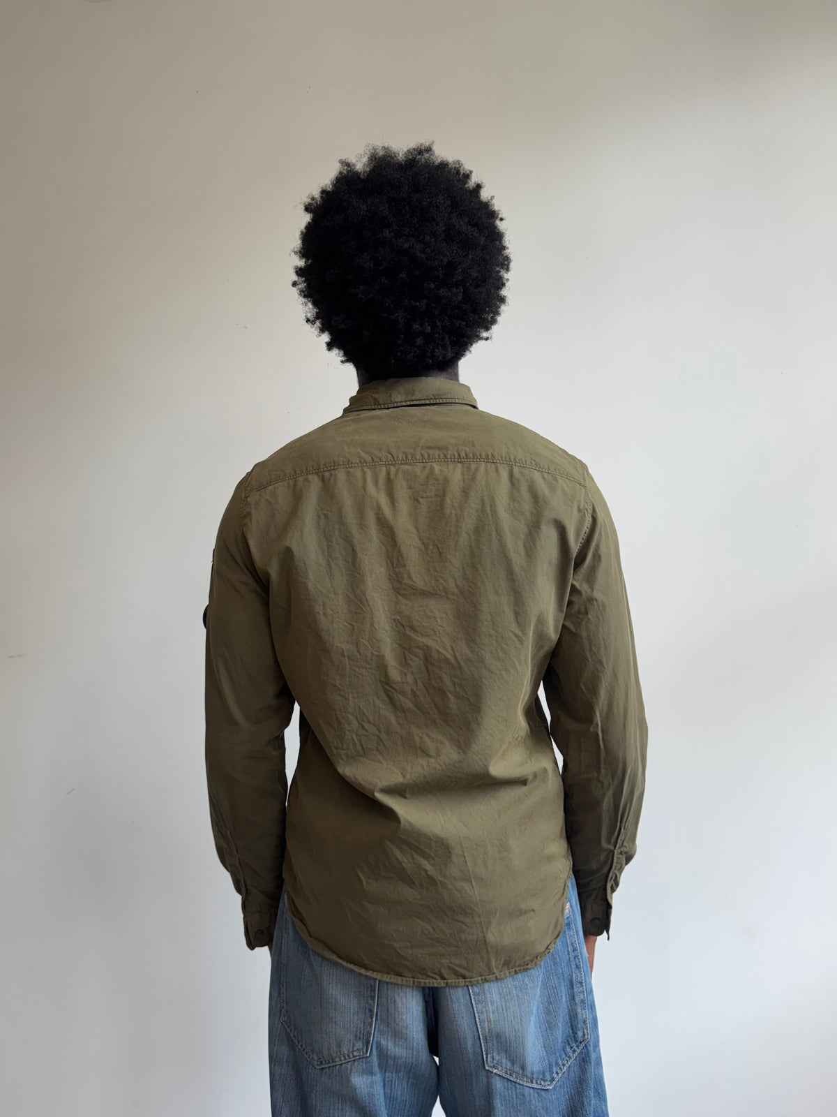 S/S 2022 C.P. Company Khaki Chrome-R Lightweight Overshirt | Medium