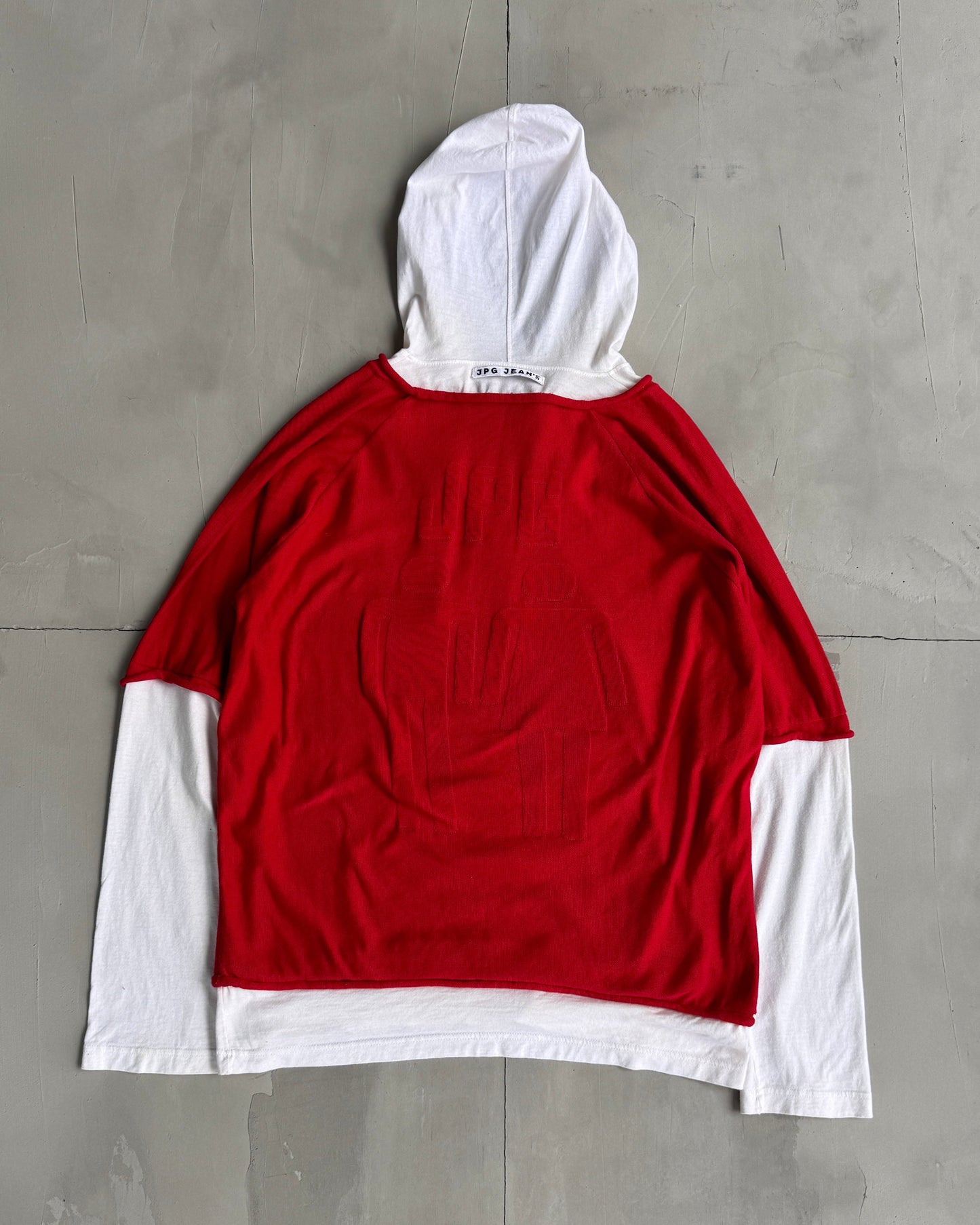 JEAN PAUL GAULTIER 'JPG JEANS' DOUBLE LAYER HOODIE - M