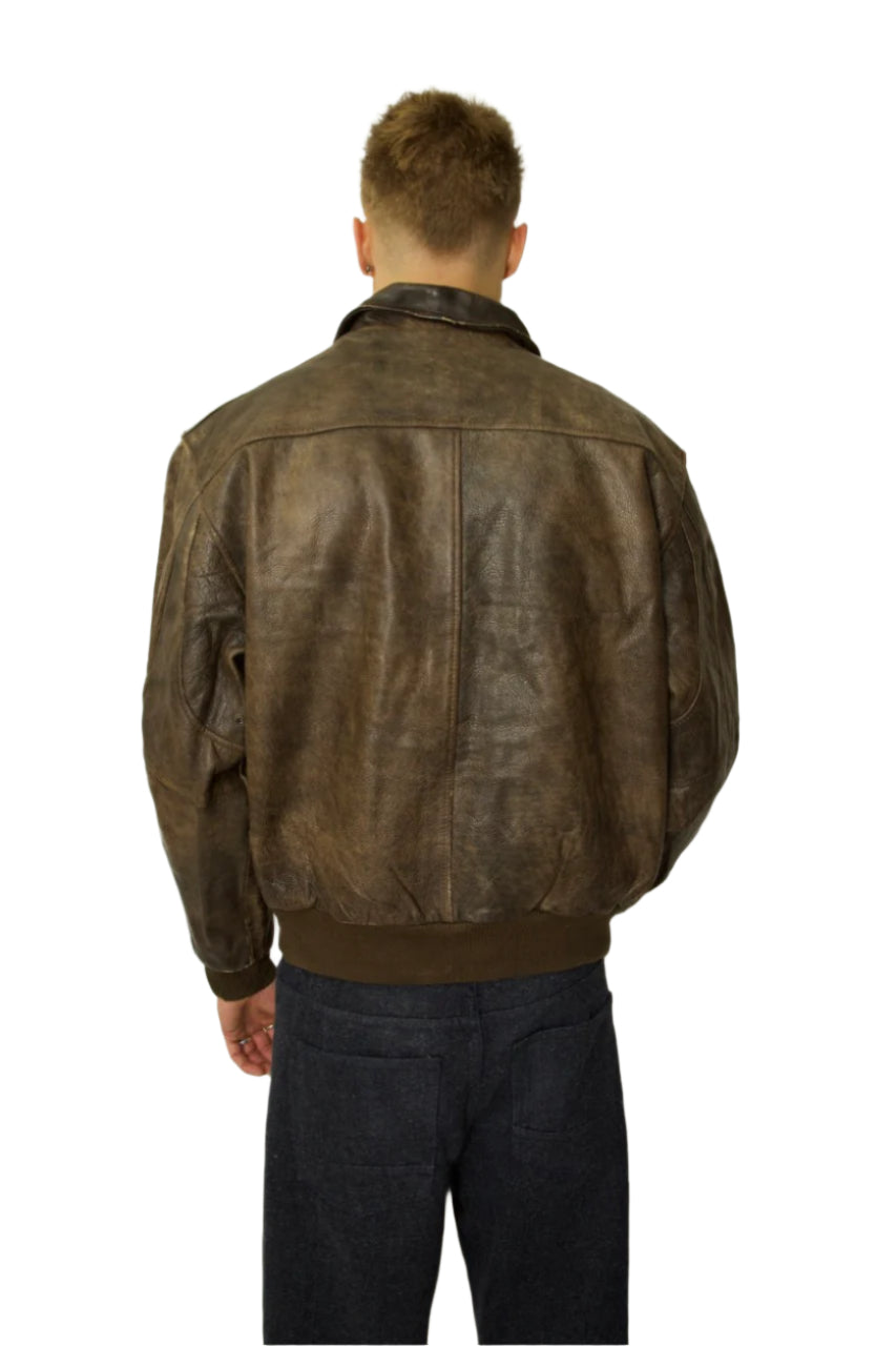 00s Aeropostale Distressed Leather Flight Jacket