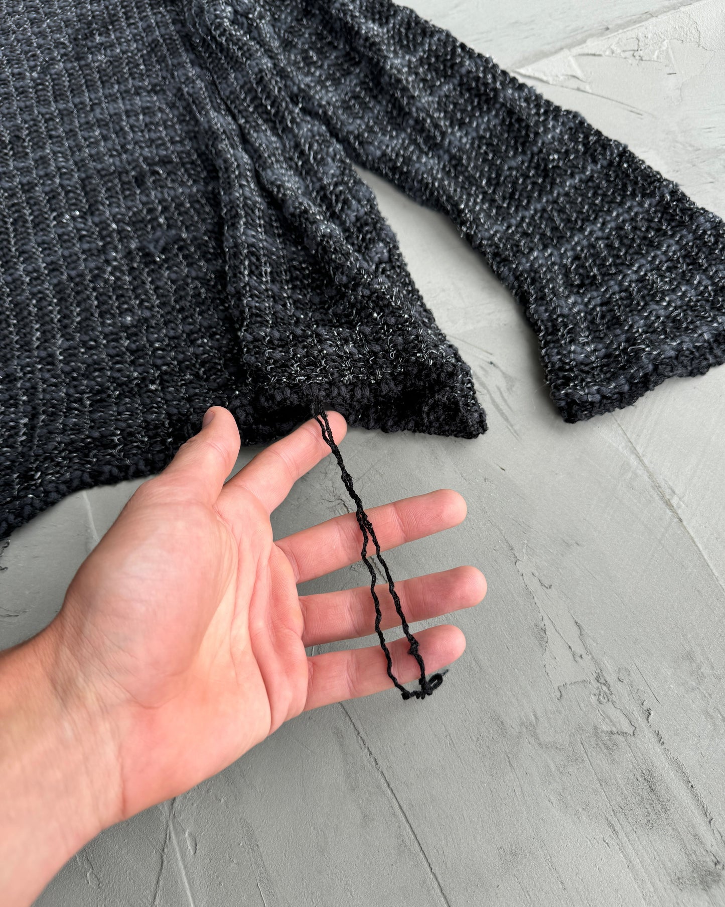 Giorgio Armani 90's Distressed Knit with Silver Detailing - M