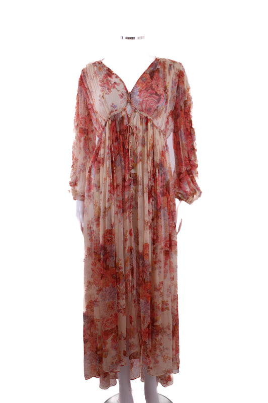 Zimmermann L/S Floral Dress Cream/ Orange 10 | Default Title, Cream