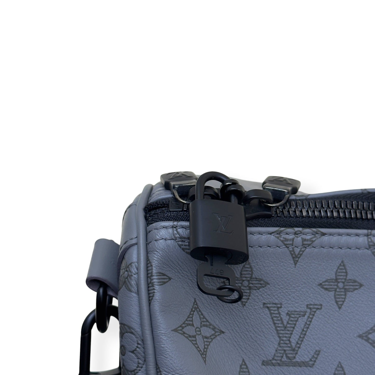 LOUIS VUITTON KEEPALL BANDOULIÈRE SHADOW MONOGRAM DUFFLE BAG ANTHRACITE GREY 50 | O/S, Grey