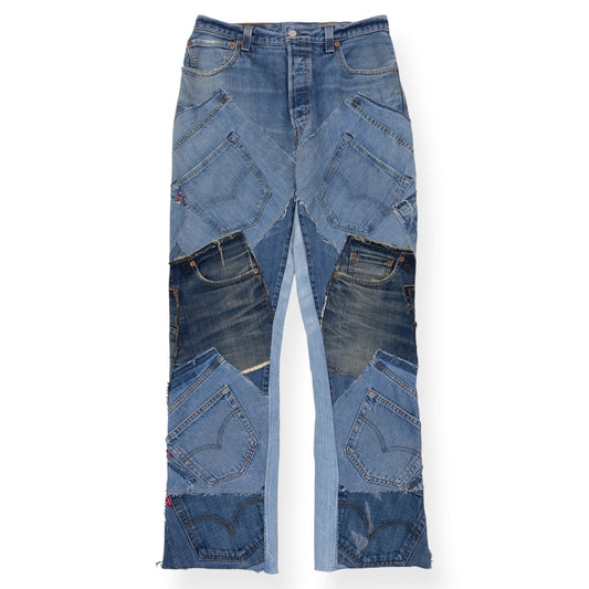 JEANIUS BAR ATELIER PATCHWORK DENIM JEANS 30 / S | Small, Blue