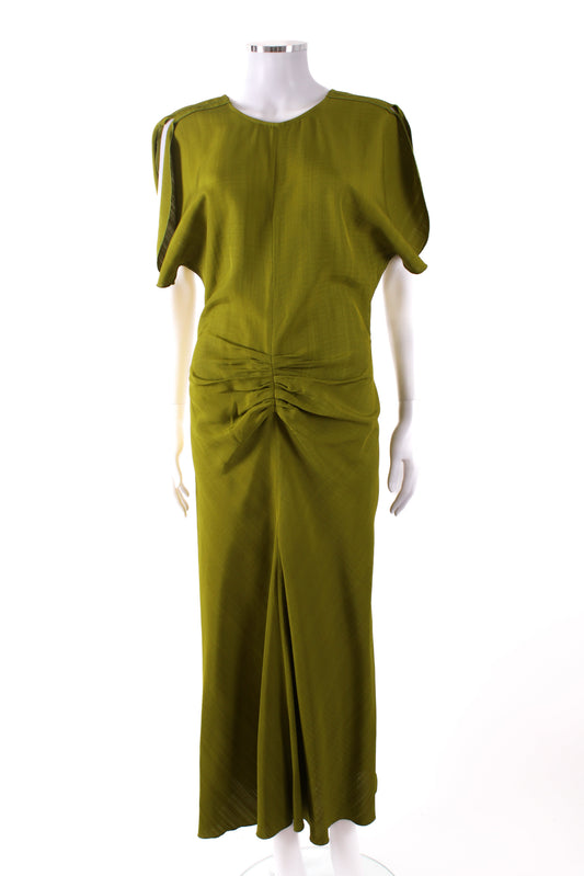 Victoria Beckham Gathered Midi Dress Green 10 | Default Title, Green