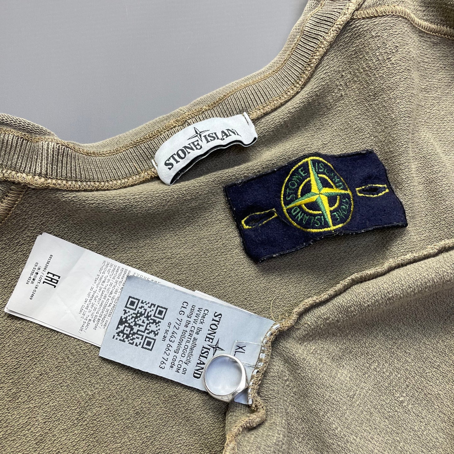 Stone Island Khaki Jumper w/ Back Panels | X-Large, Multicoloured