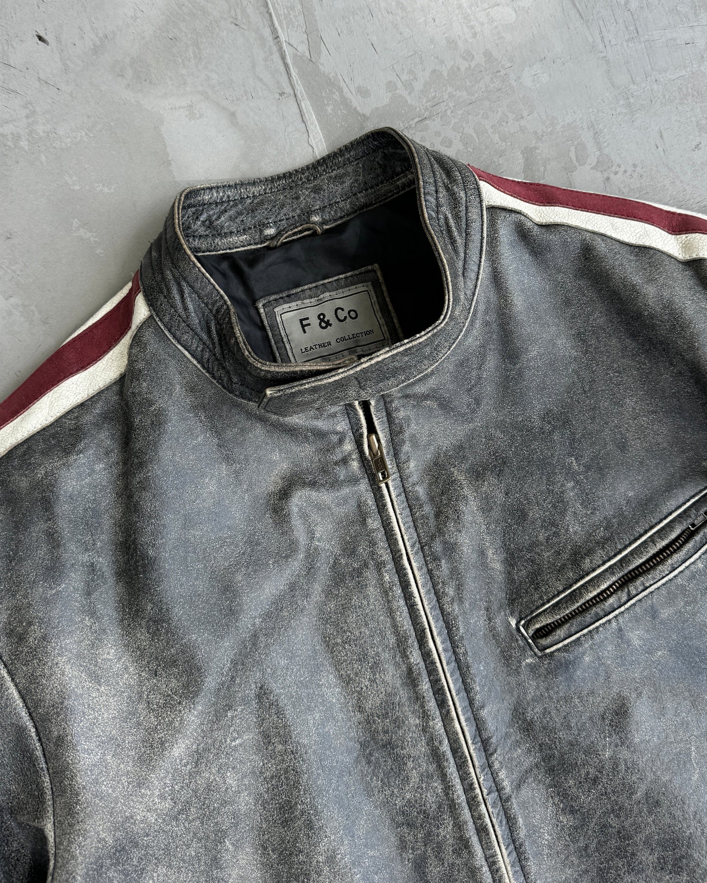 90'S WASHED DISTRESSED LEATHER JACKET - M | Medium, Multicoloured