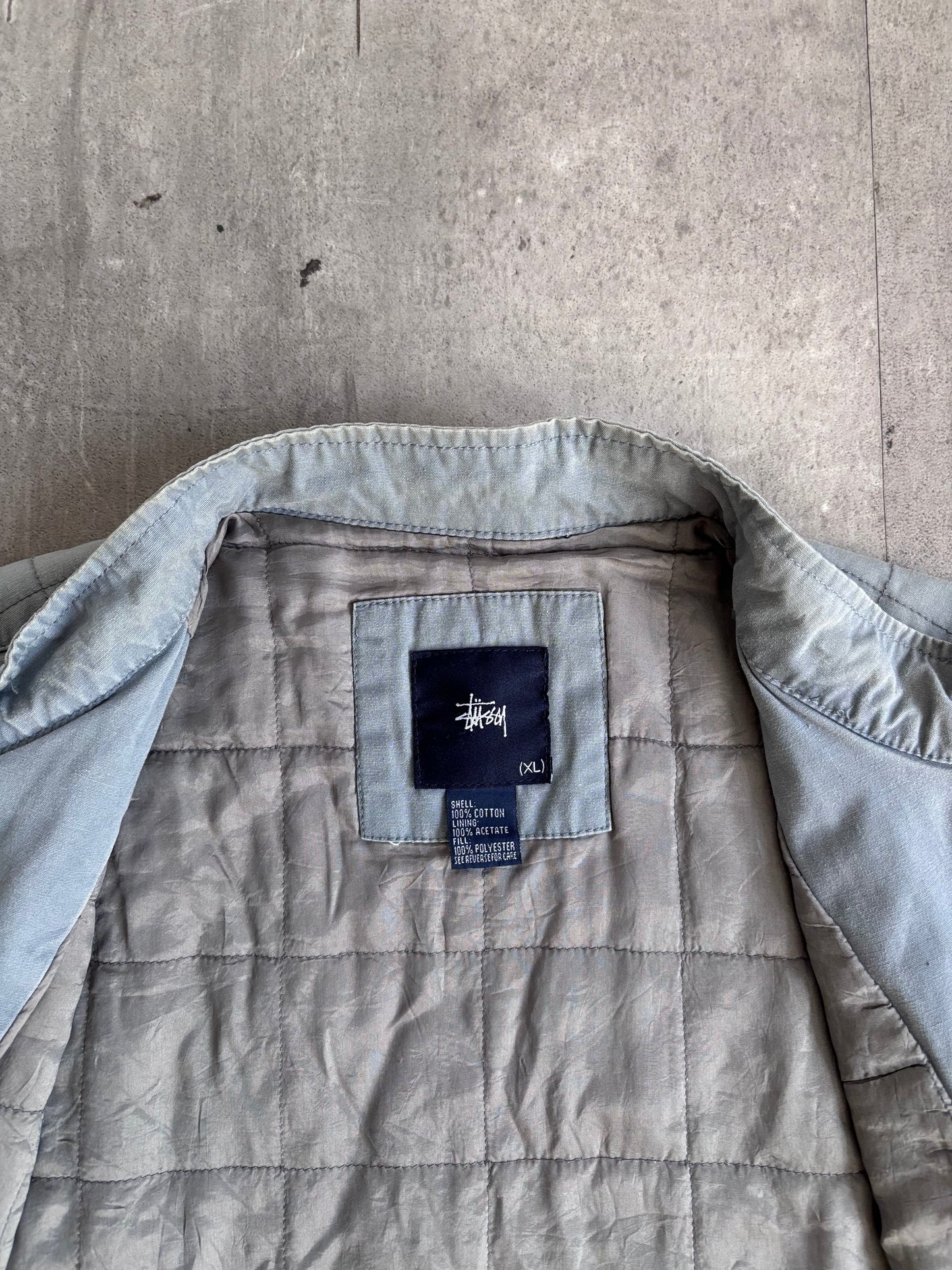 Stussy Light Blue Box Quilted Light Weight Jacket