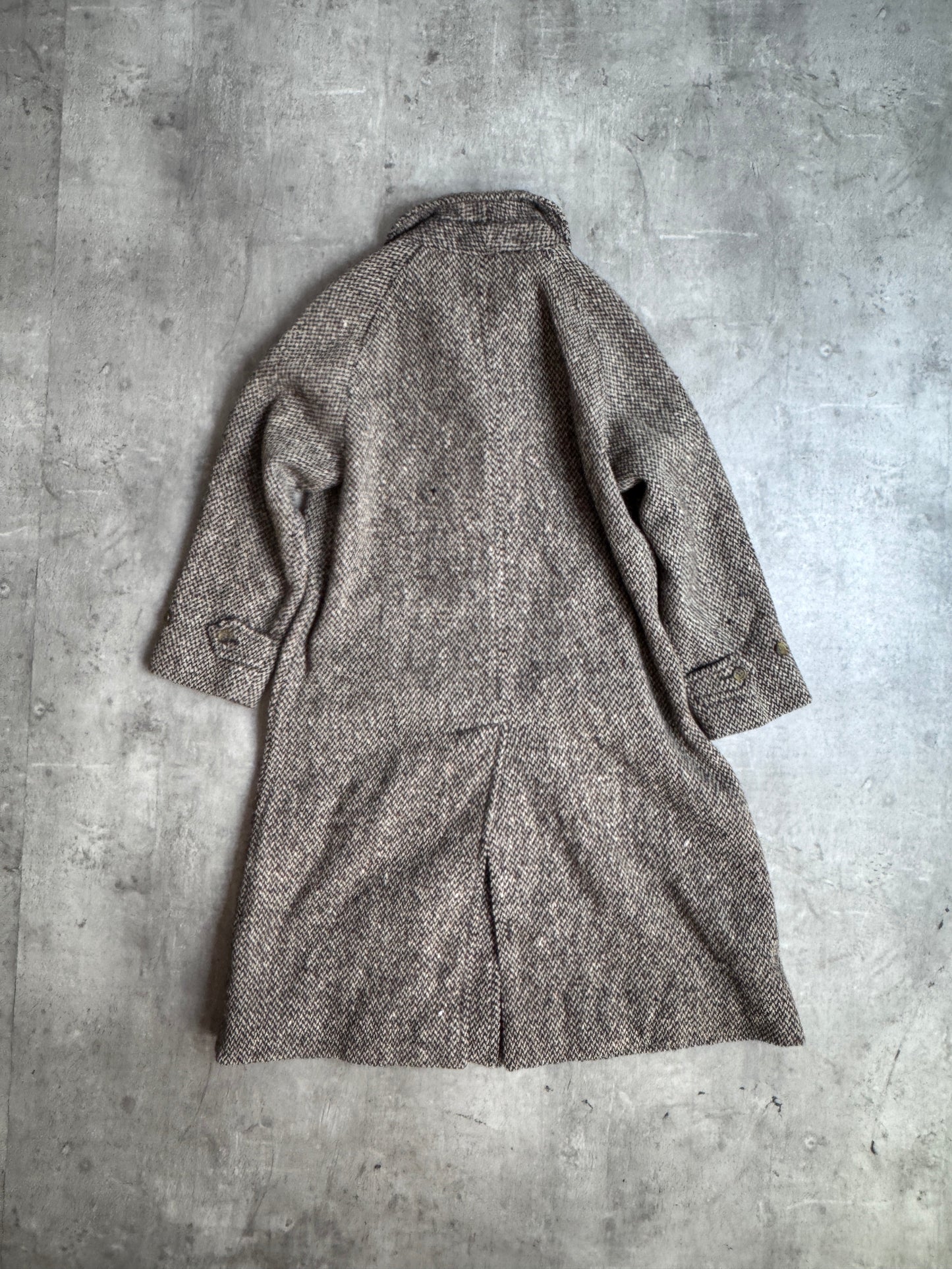 Rare Burberry Brown Woven Irish Tweed Trench Coat