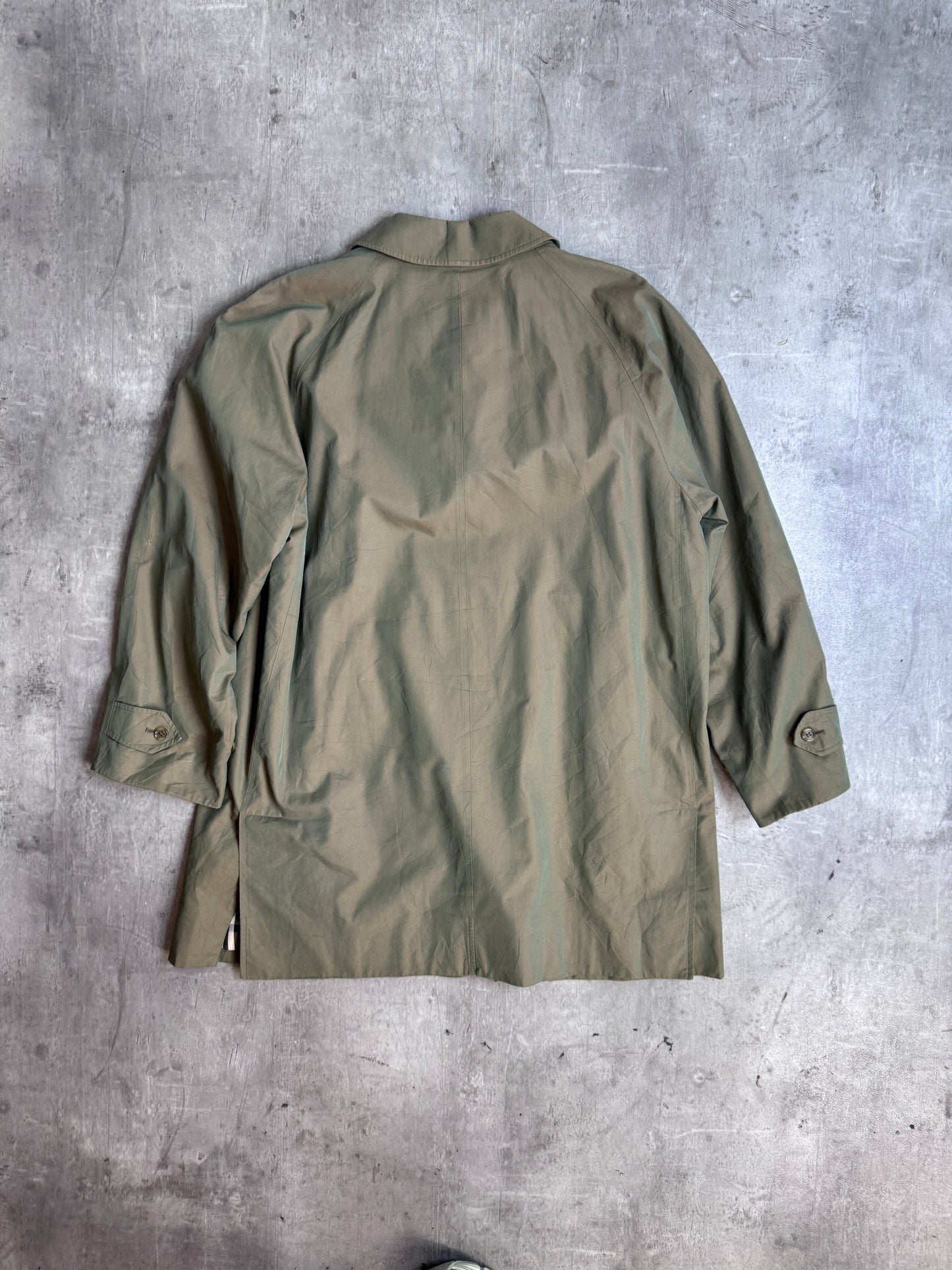 Burberry Khaki Reflective Single Breasted Trench Coat